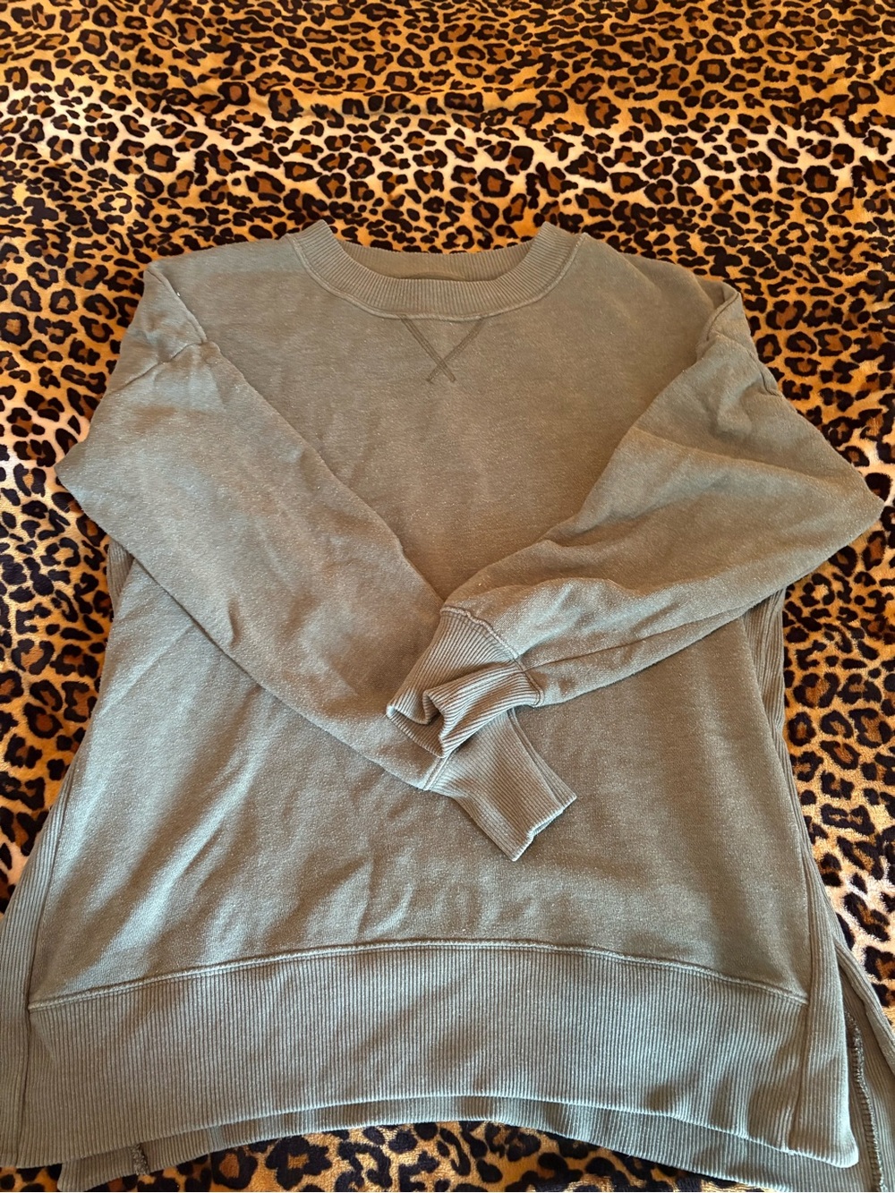 aerie Olive Green Crewneck Sweaters